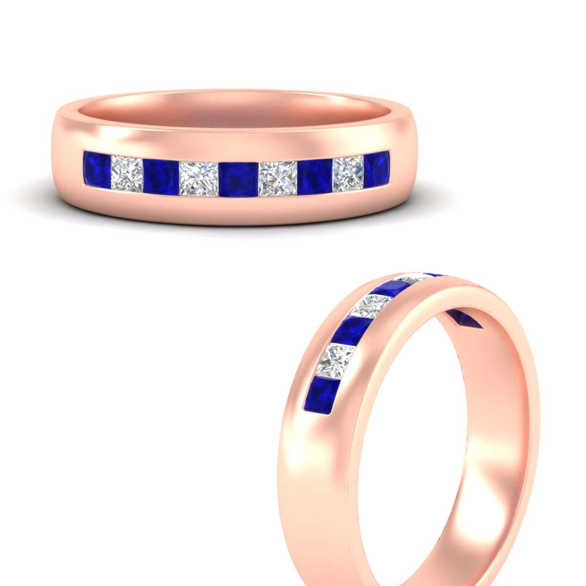 Mens Channel Set Square Wedding Ring