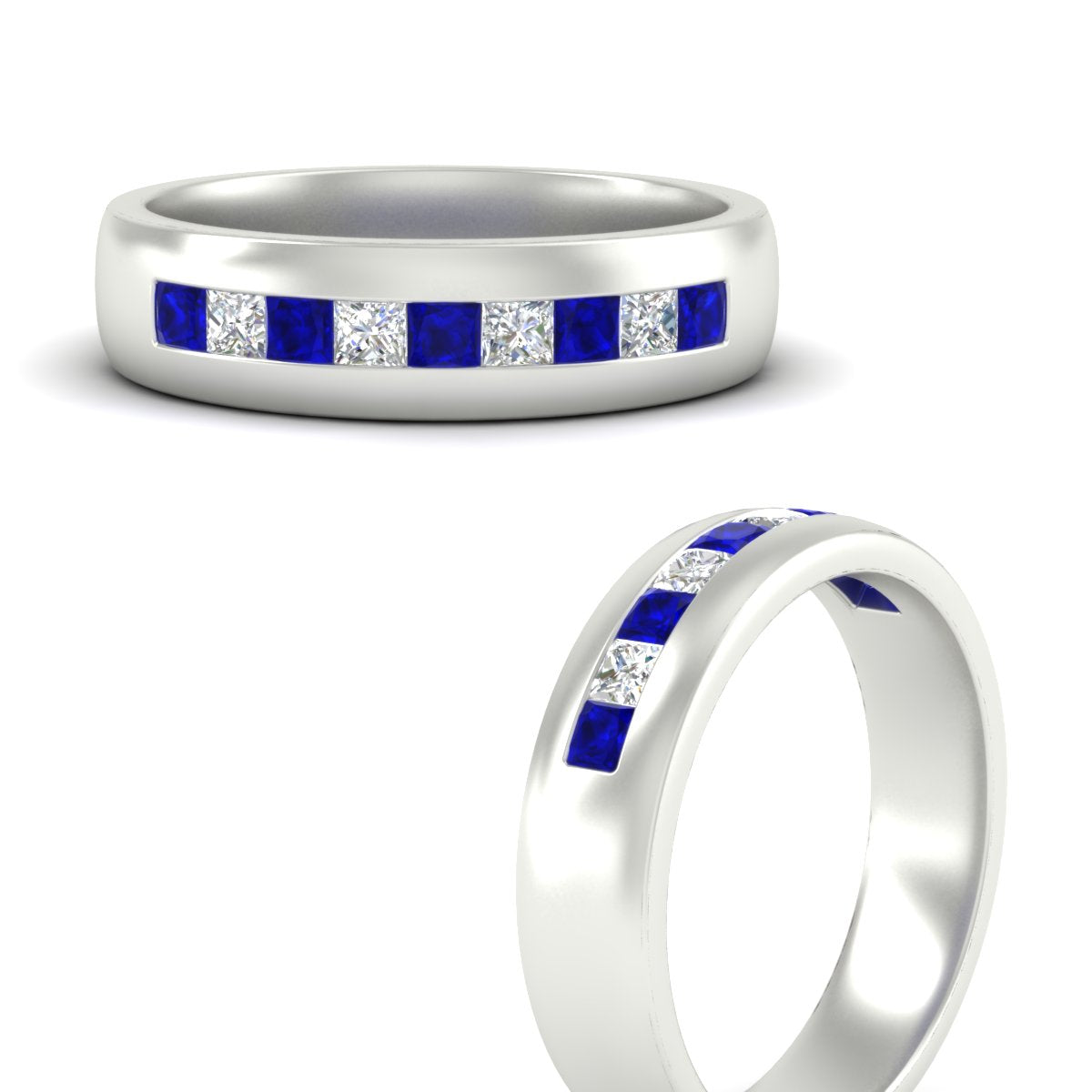 Mens Channel Set Square Wedding Ring
