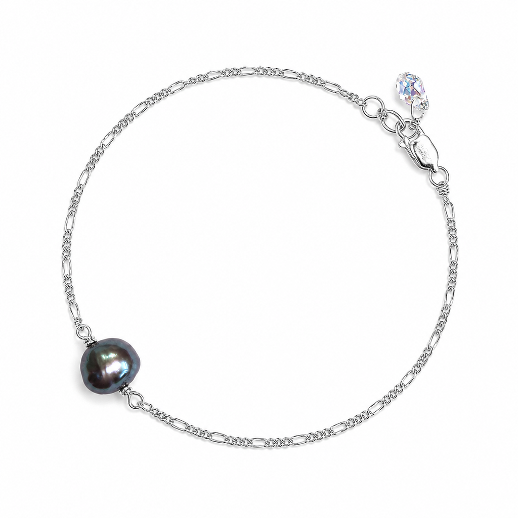 Single Round Pearl Bracelet with Swarovski Clasp