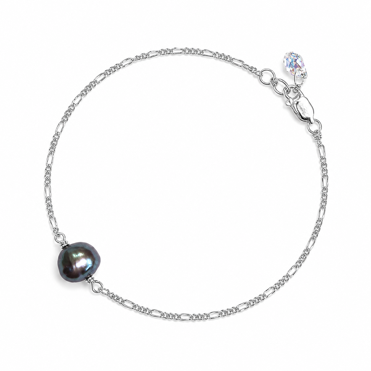 Single Round Pearl Bracelet with Swarovski Clasp