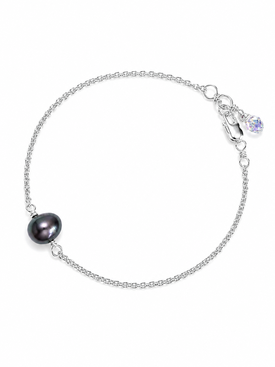 Single Round Pearl Bracelet with Swarovski Clasp