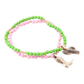 Charmed Cactus and Boot Pink Green Jade Golden Bracelet Set | Bracelets | Wiccan Center