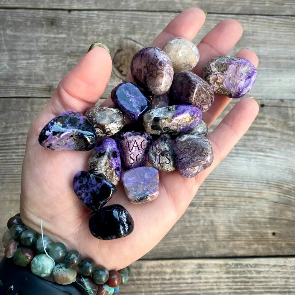 Charoite Tumbled Crystal — Rare Siberian Stone for Transformation & Spiritual Growth