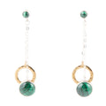 Circle Green Malachite and Two-Toned Metal Dangle Earrings | Earrings | Wiccan Center