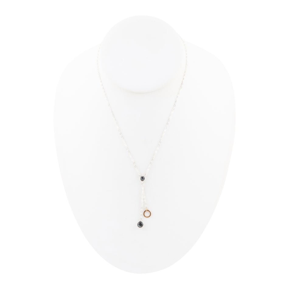 Circle Two-Toned Grey Labradorite Sterling Silver Necklace | Necklaces | Wiccan Center