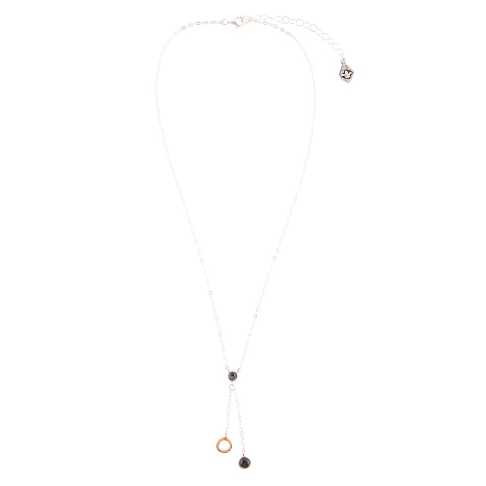 Circle Two-Toned Grey Labradorite Sterling Silver Necklace | Necklaces | Wiccan Center