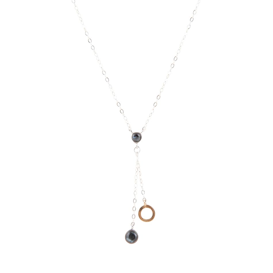 Circle Two-Toned Grey Labradorite Sterling Silver Necklace | Necklaces | Wiccan Center