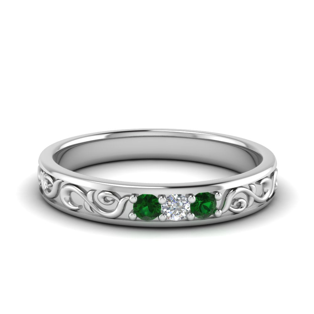 Classic Mens 3 Stone Wedding Band