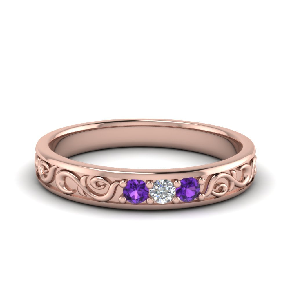 Classic Mens 3 Stone Wedding Band