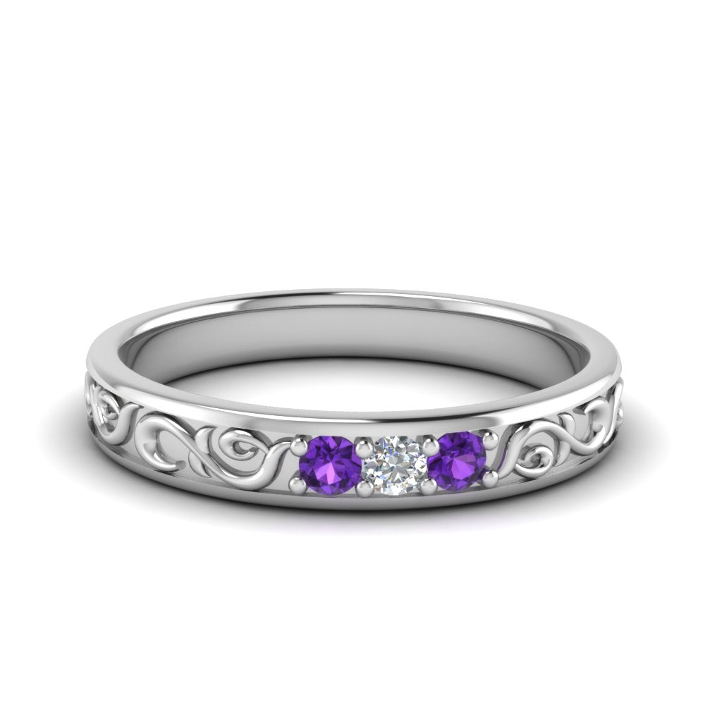 Classic Mens 3 Stone Wedding Band