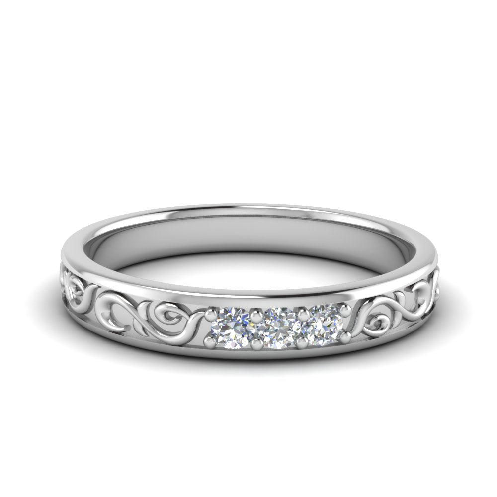 Classic Mens 3 Stone Wedding Band