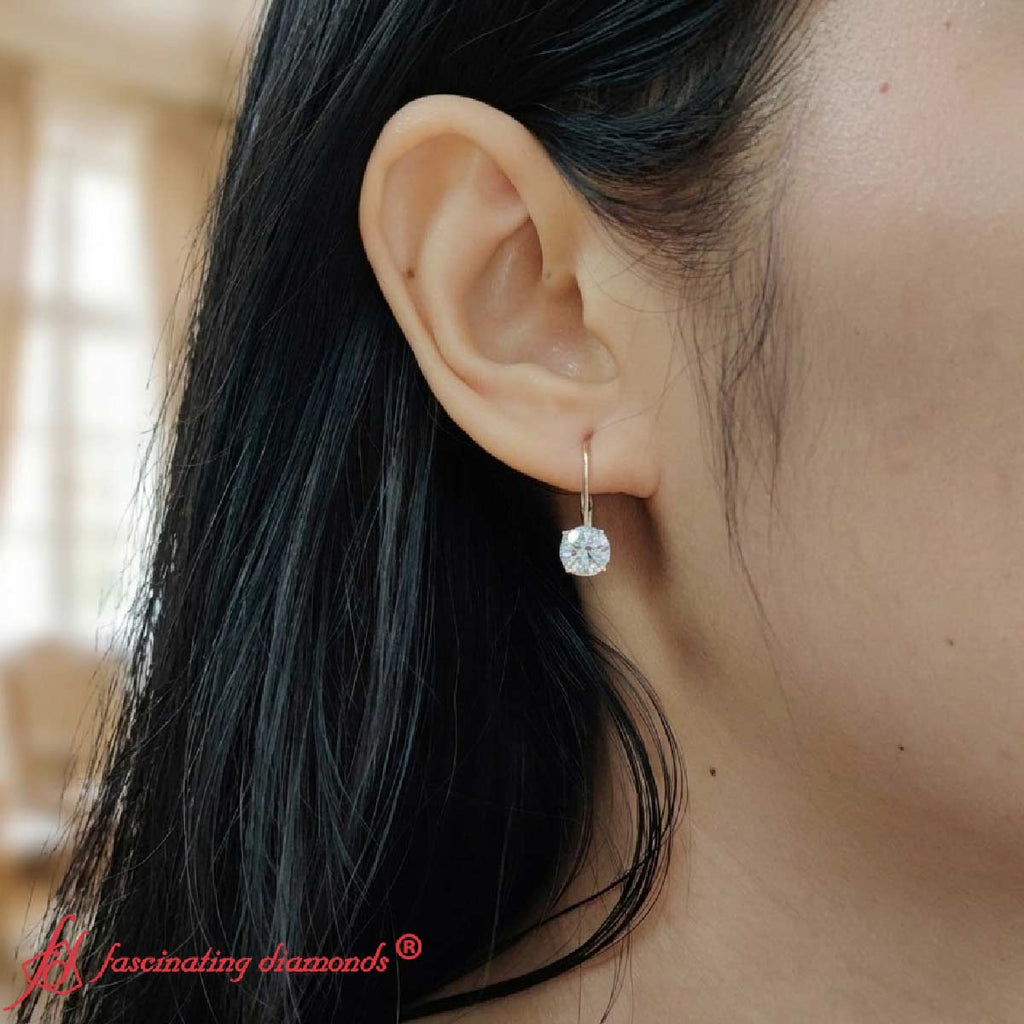 Small Round Diamond Studs Lever Back Earring
