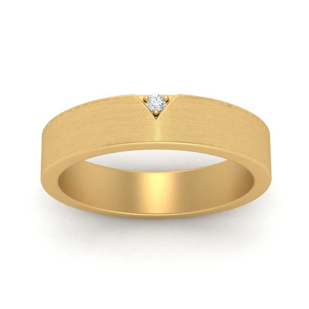 Classic V Shaped Solitaire Stone Mens Band