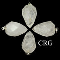 Crystal Quartz Facet Drop Pendant with Silver Plated Bail (1 Inch) (4 Pieces)