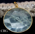 Clear Quartz Faceted Round Pendant with Gold Plating (1 Piece) Size 1.5 Inches