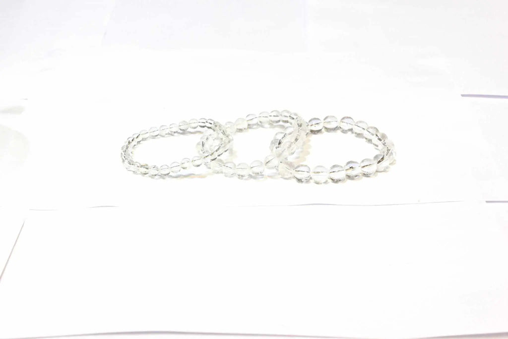 Clear Quartz Round Bead Bracelet - Amplifies Intent | Bracelets | Wiccan Center
