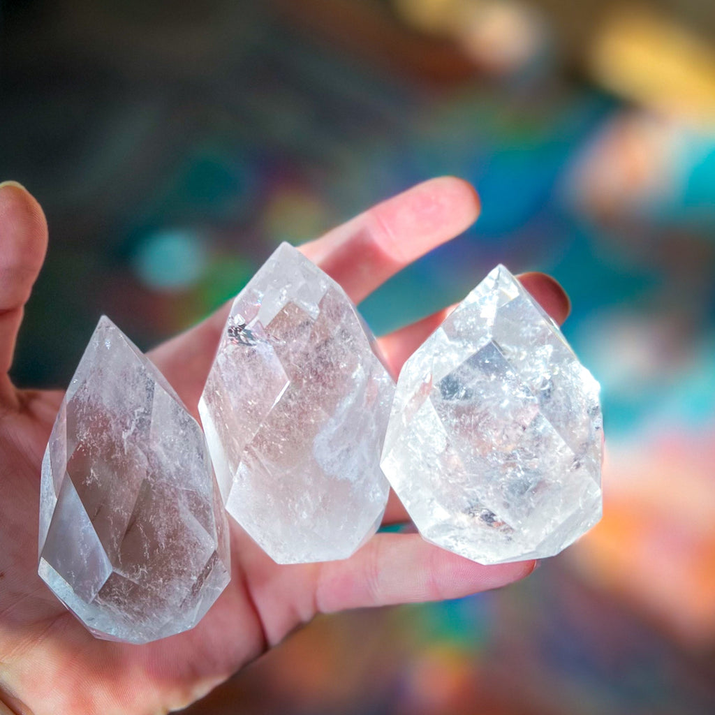 Clear Quartz Faceted Flames | | Wiccan Center