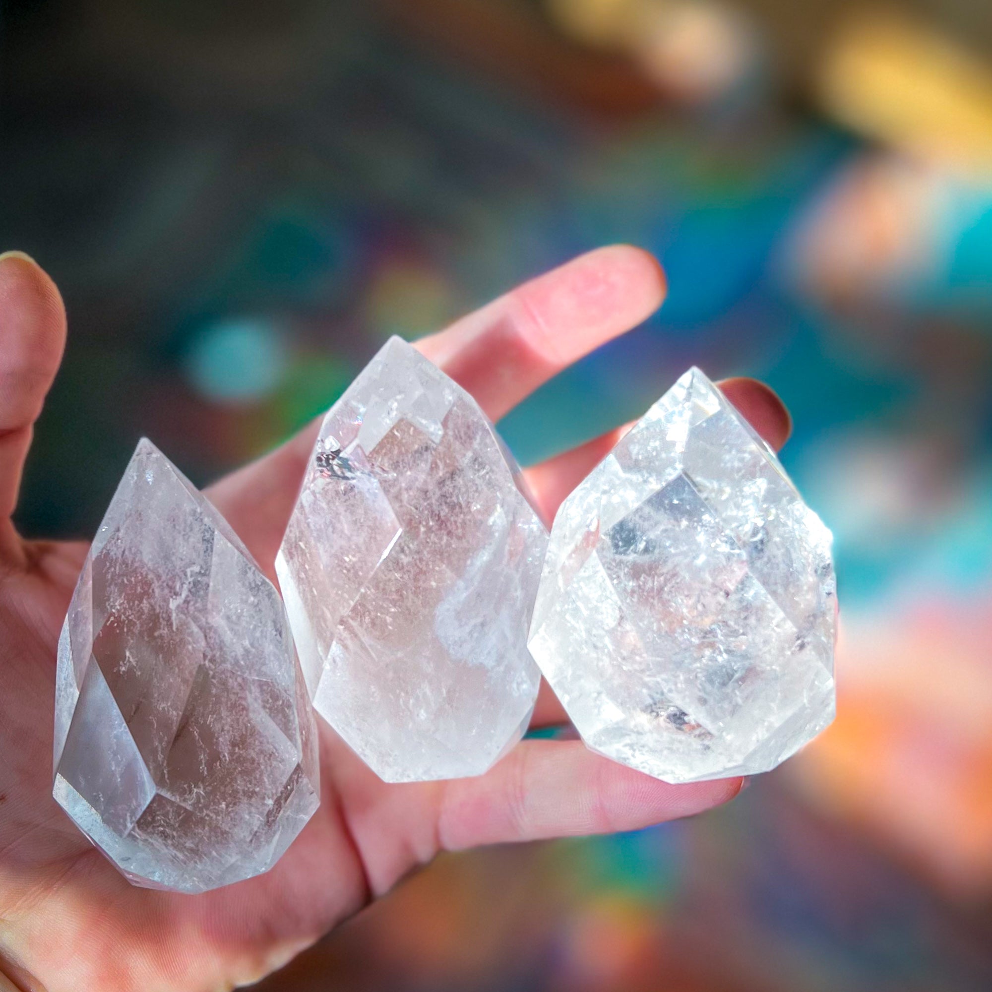 Clear Quartz Faceted Flames | | Wiccan Center