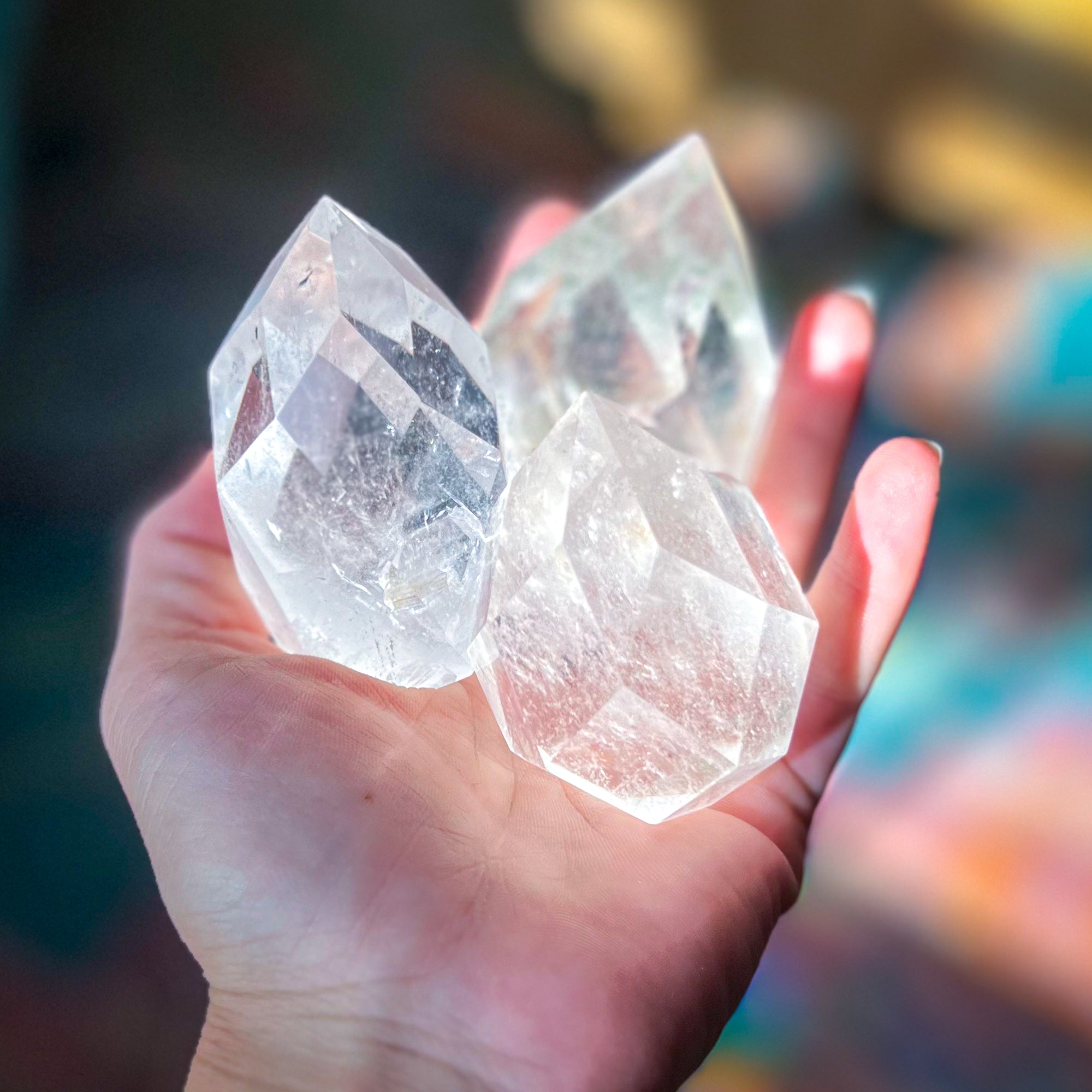 Clear Quartz Faceted Flames | | Wiccan Center