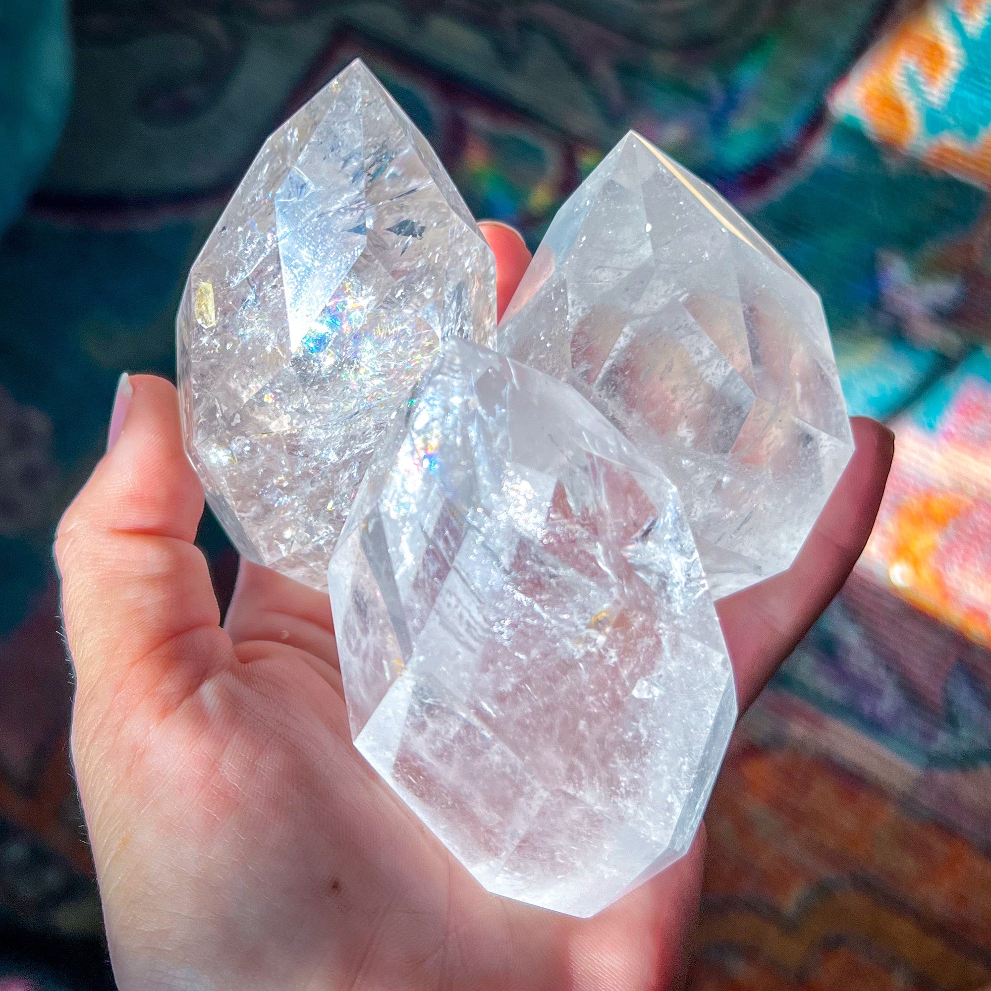 Clear Quartz Faceted Flames | | Wiccan Center