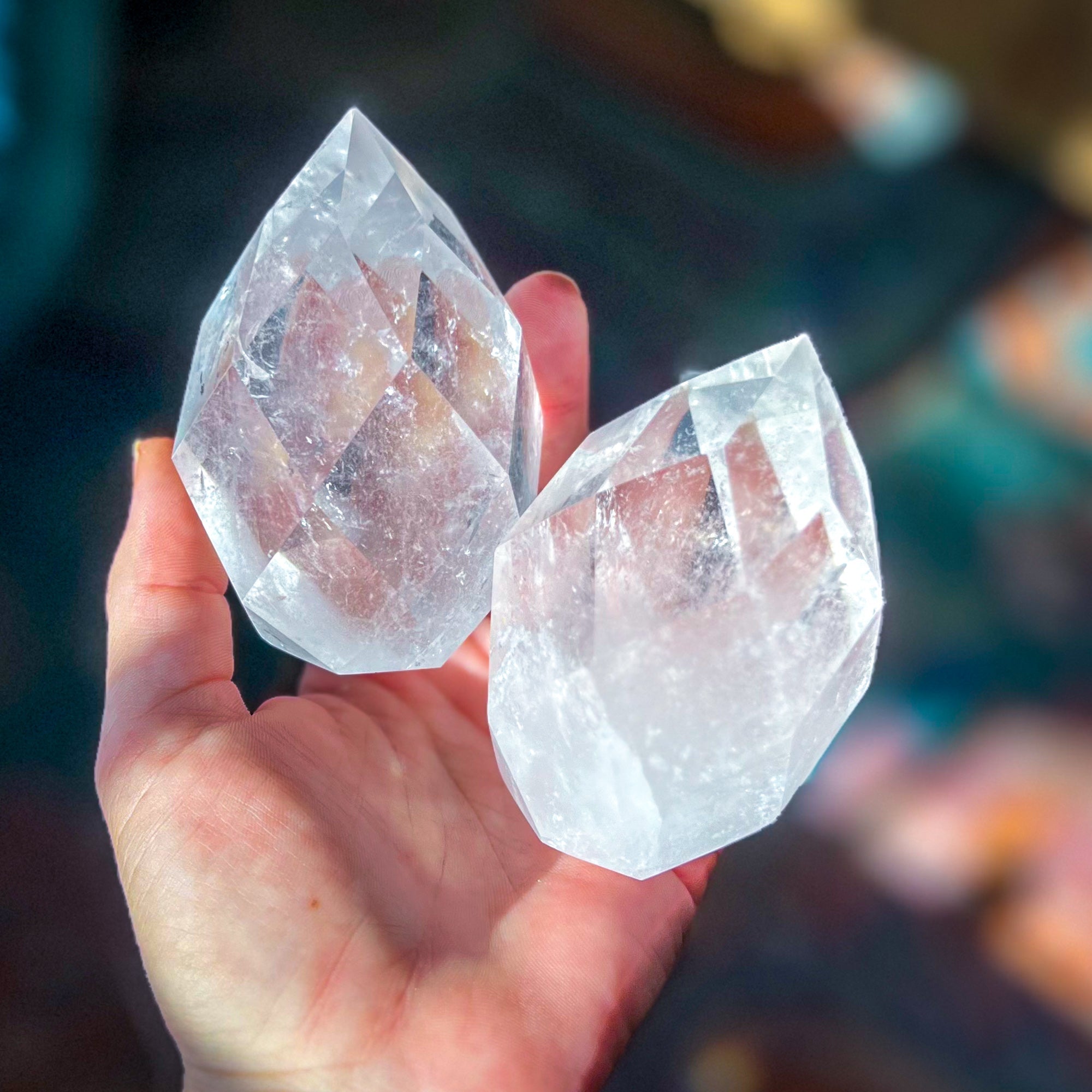 Clear Quartz Faceted Flames | | Wiccan Center