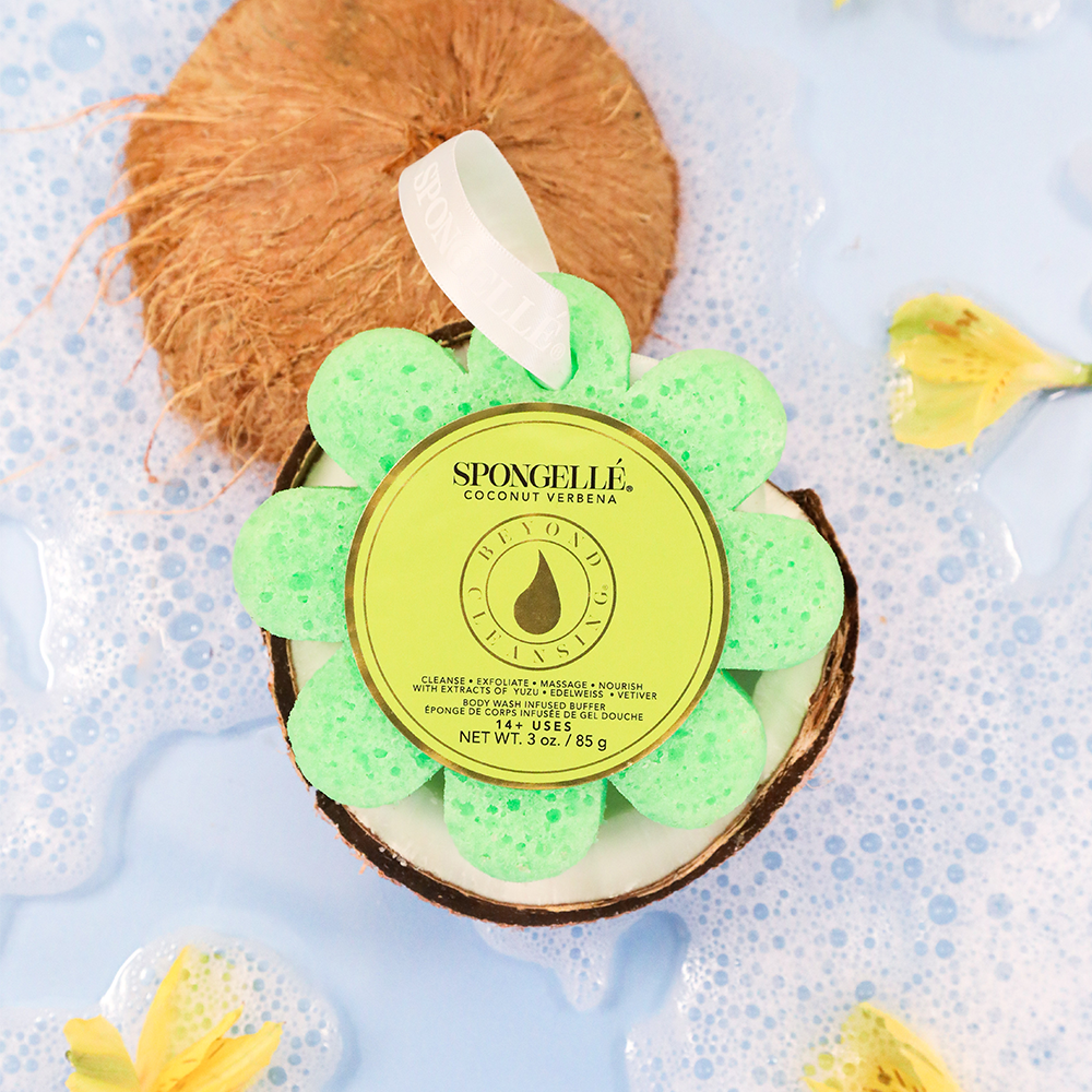 Coconut Verbena | Wild Flower Bath Sponge | Body Wash Infused Buffer | Wiccan Center