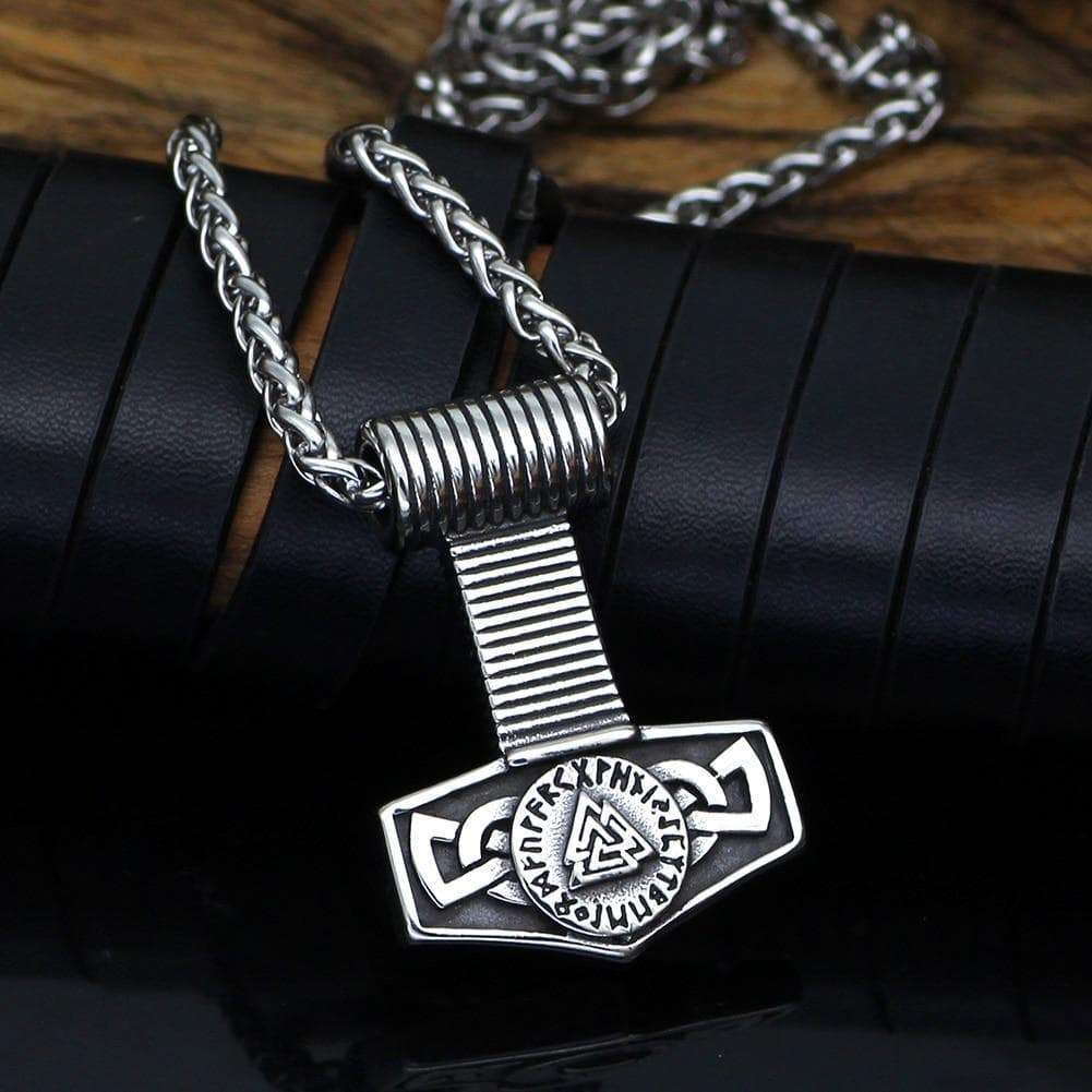 Vikings Hammer Valknut Stainless Steel Necklace | Necklaces | Wiccan Center