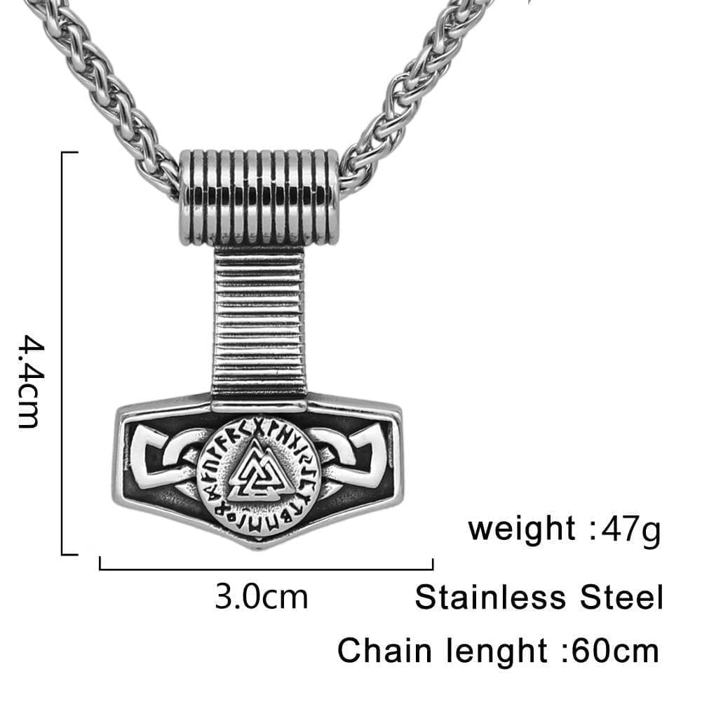 Vikings Hammer Valknut Stainless Steel Necklace | Necklaces | Wiccan Center