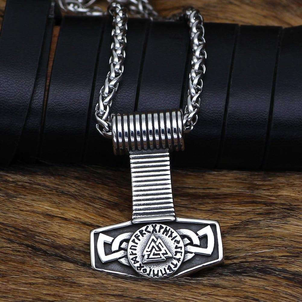 Vikings Hammer Valknut Stainless Steel Necklace | Necklaces | Wiccan Center