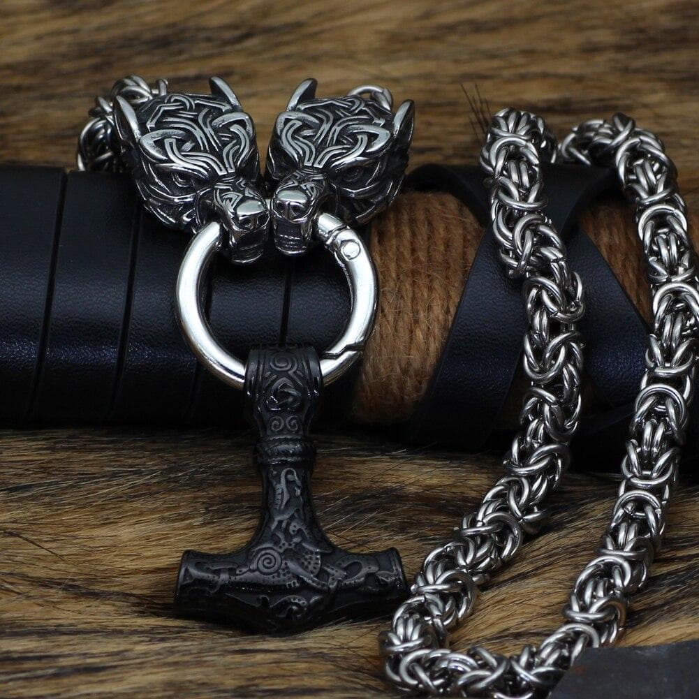 Vikings Wolf Hammer Massive Stainless Steel Chain | Pendants & Necklaces | Wiccan Center