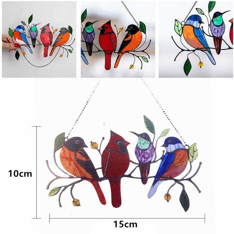 Colored Window Bird Pendant Wind Chime Metal Tropical Bird Hanging Decorations Hanging Sun Catcher Stained Bird Gifts For Bird Lovers Metal Humming Bird Decor For Patio Decor Door Crafts Home Accessories | STWC8578SXCVBM | Wiccan Center