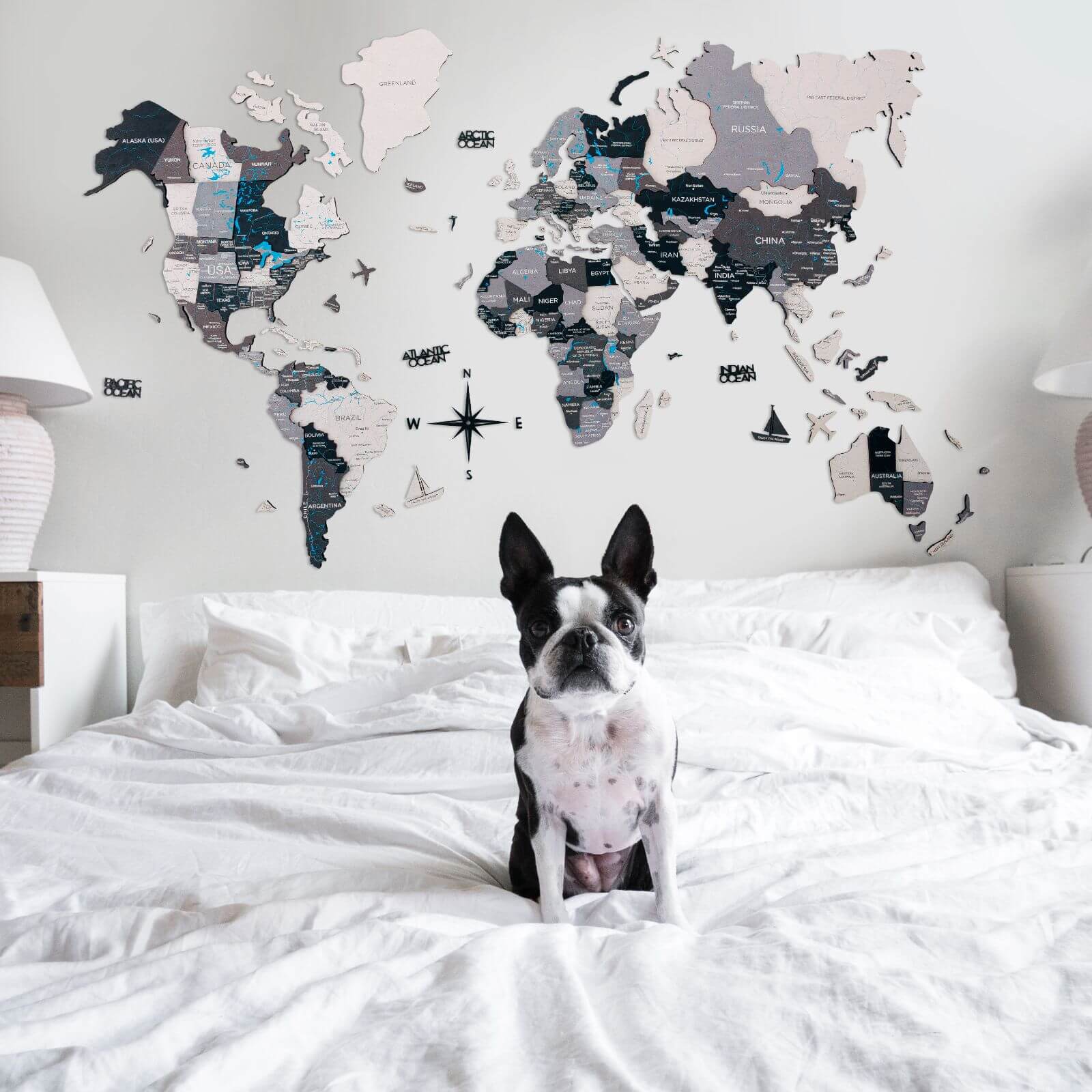 3D Wooden World Map Nordik (for US only)