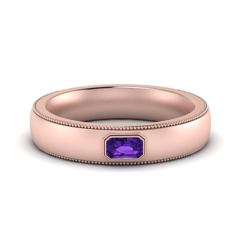 Comfort Fit Mens Milgrain Outline Ring