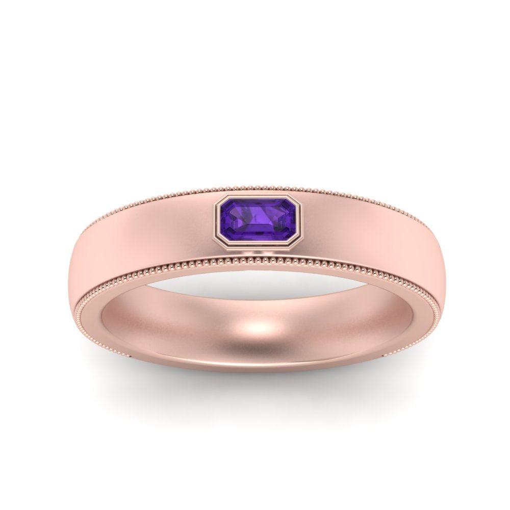 Comfort Fit Mens Milgrain Outline Ring