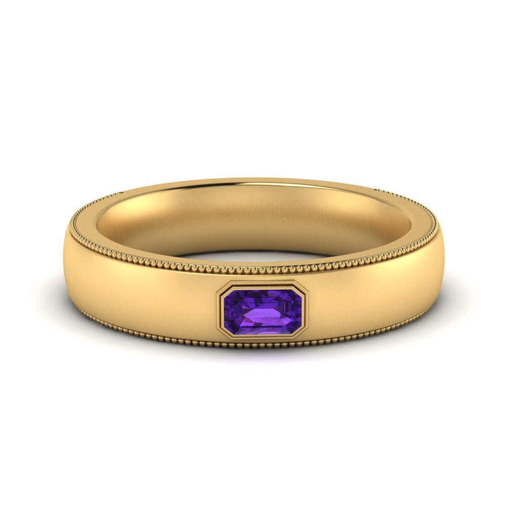 Comfort Fit Mens Milgrain Outline Ring
