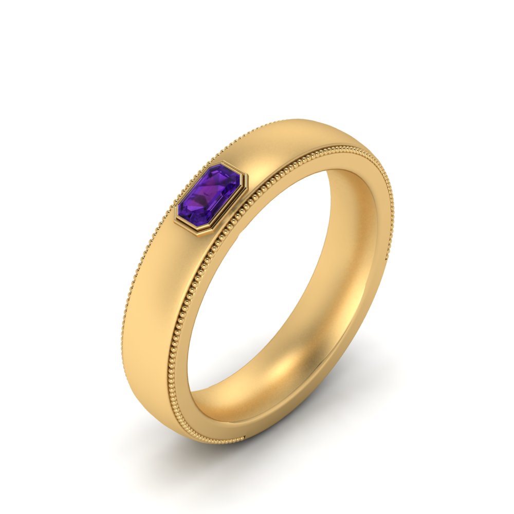 Comfort Fit Mens Milgrain Outline Ring