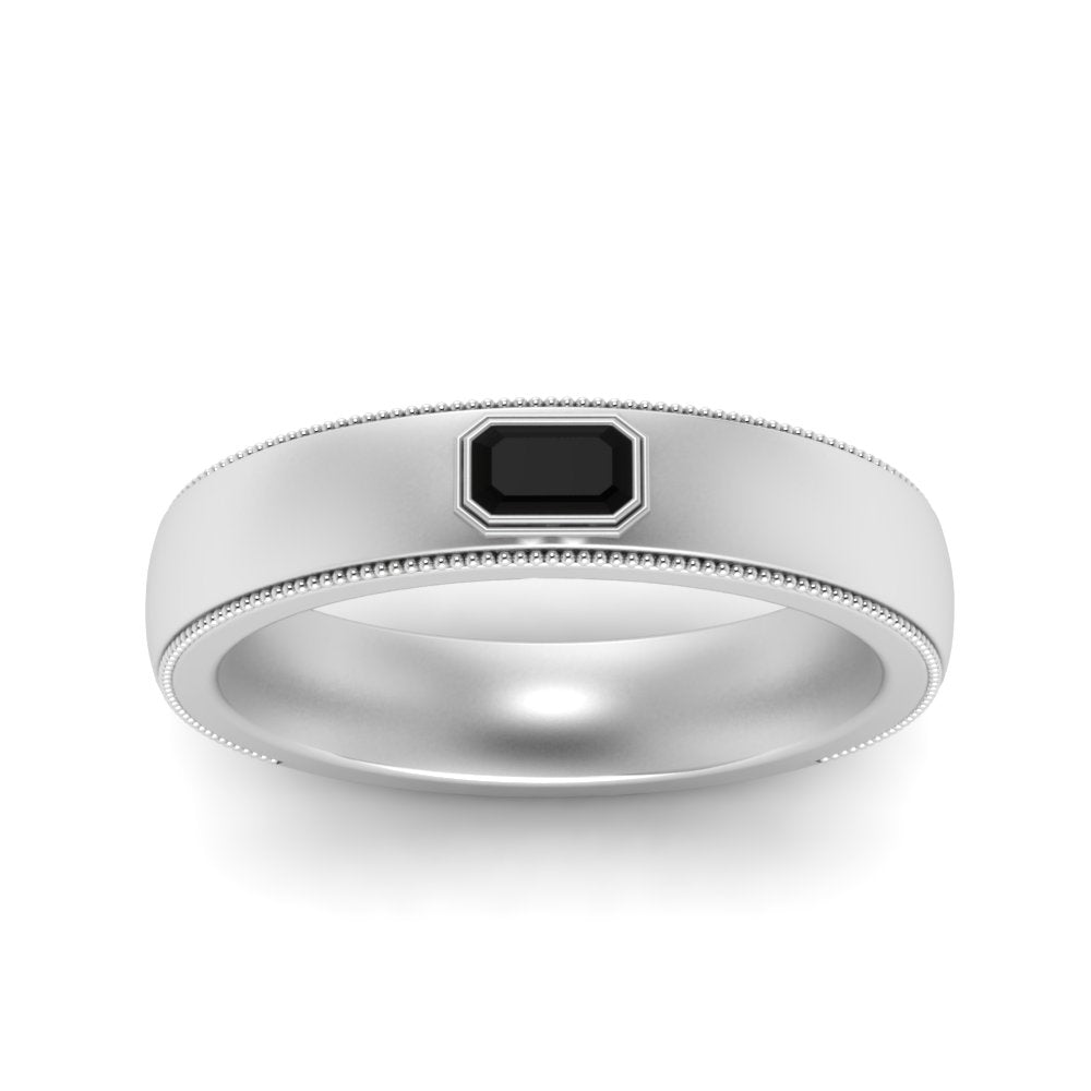 Comfort Fit Mens Milgrain Outline Ring