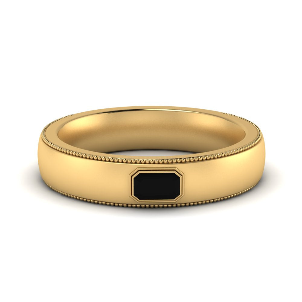 Comfort Fit Mens Milgrain Outline Ring