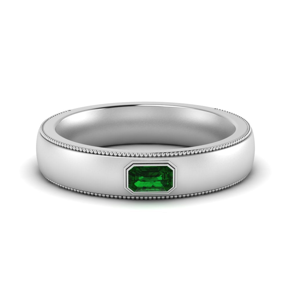 Comfort Fit Mens Milgrain Outline Ring