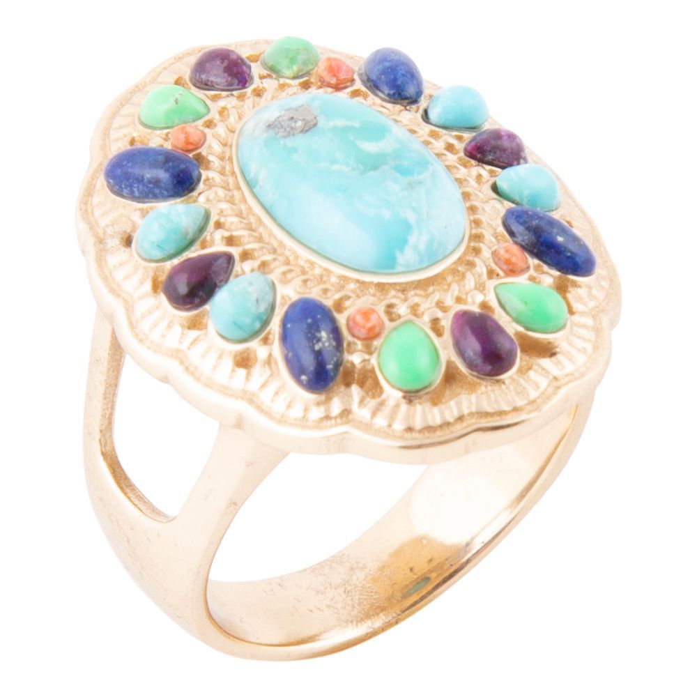Concho Colorful Golden Statement Ring | Rings | Wiccan Center