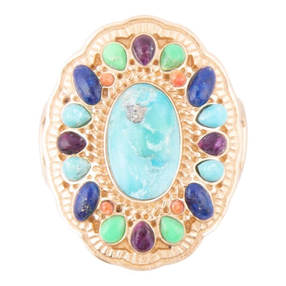 Concho Colorful Golden Statement Ring | Rings | Wiccan Center