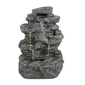 Concrete Rock Waterfall Fountain Outdoor with LED 5 Tier