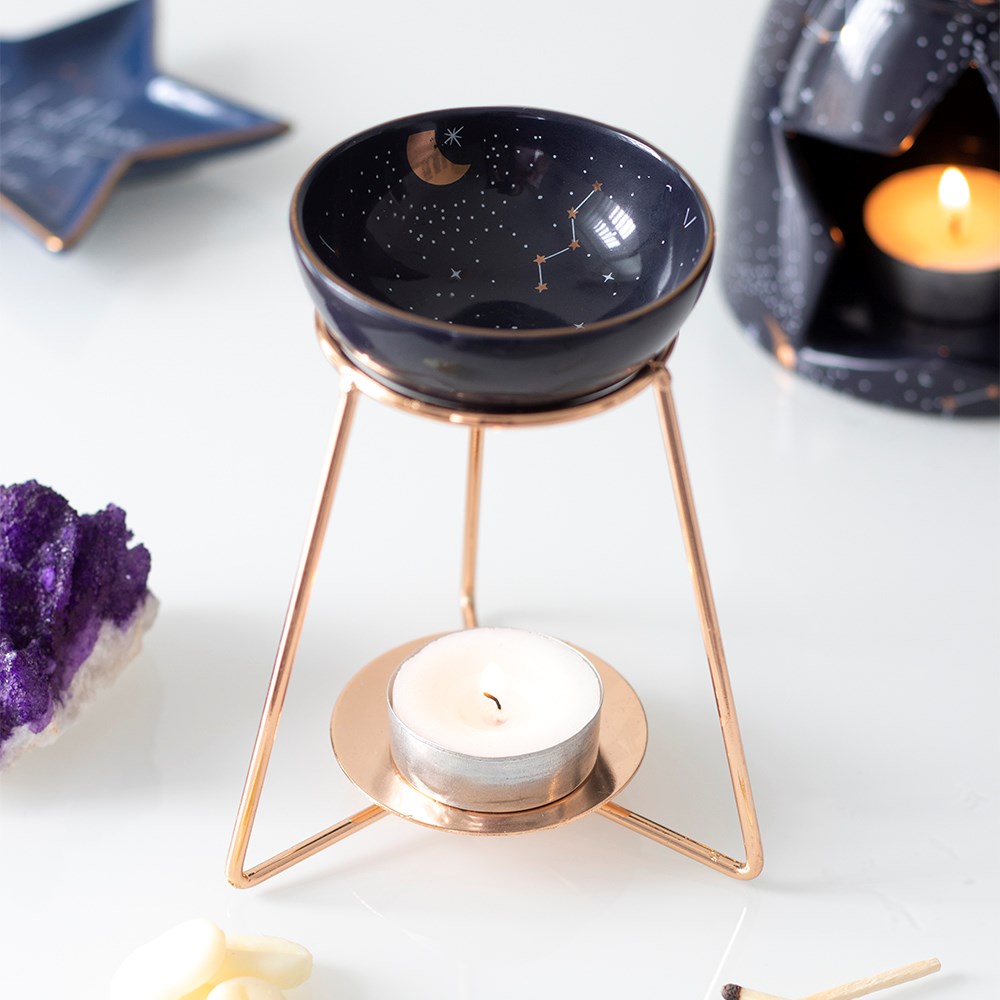 Purple Star Sign Oil Burner and Wax Warmer On Metal Base | Wax Melt Warmer | Wiccan Center