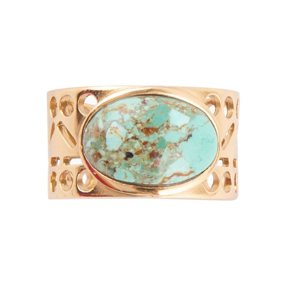 Cut it Out Blue Turquoise Golden Ring | Rings | Wiccan Center