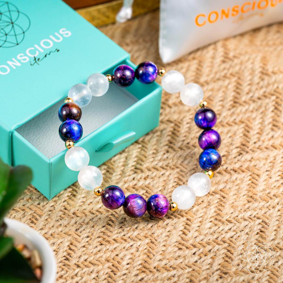 Cosmic Energy Amplifier - Galaxy Tiger’s Eye Bracelet | Bracelet | Wiccan Center