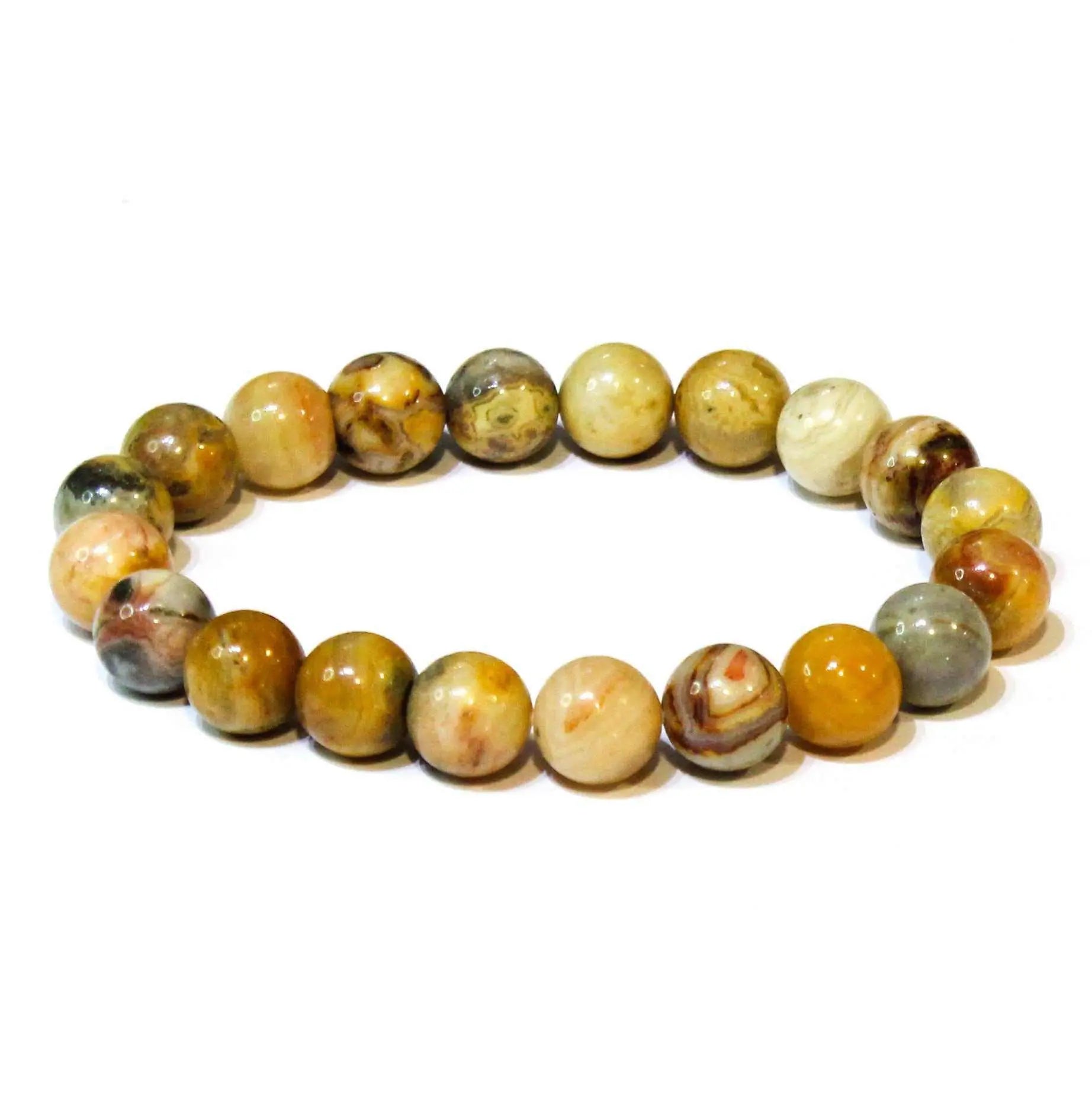 Crazy Lace Agate Round Bead Bracelet - Celebration Energy | Bracelets | Wiccan Center