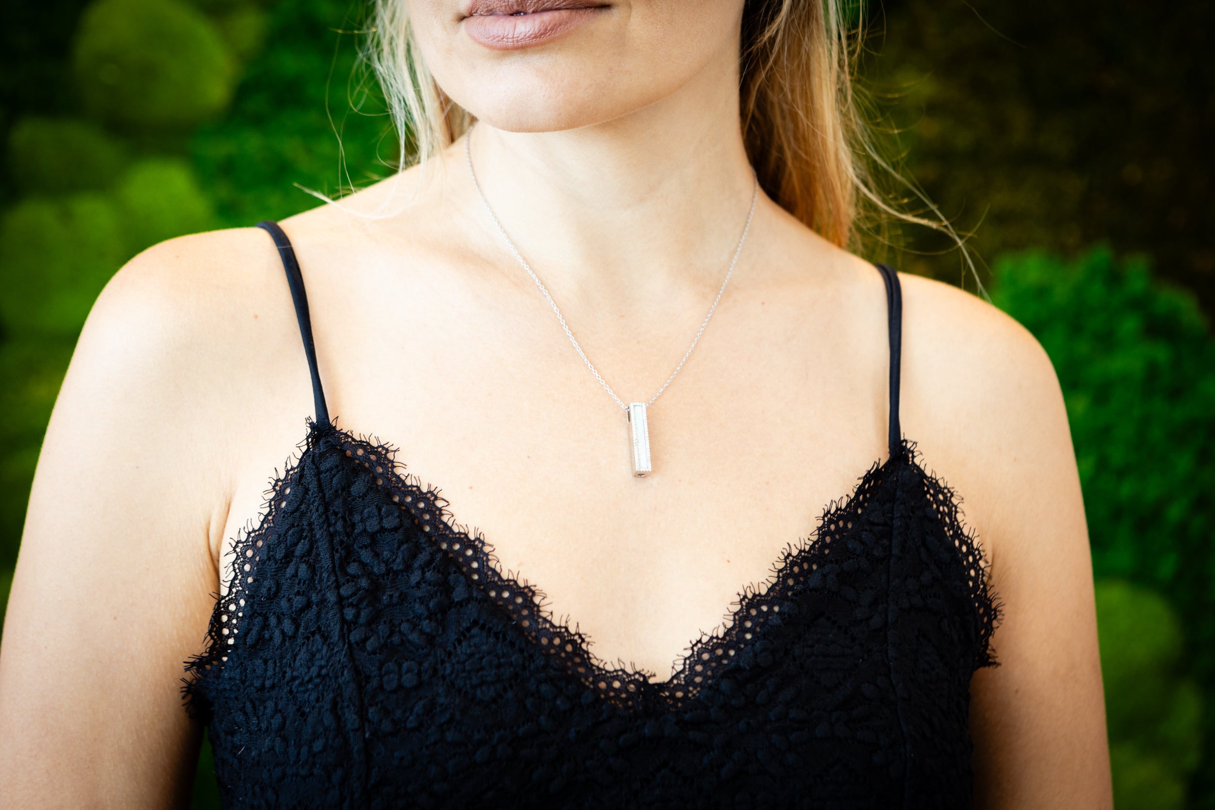 Opal Bar Cremation Necklace - Engravable