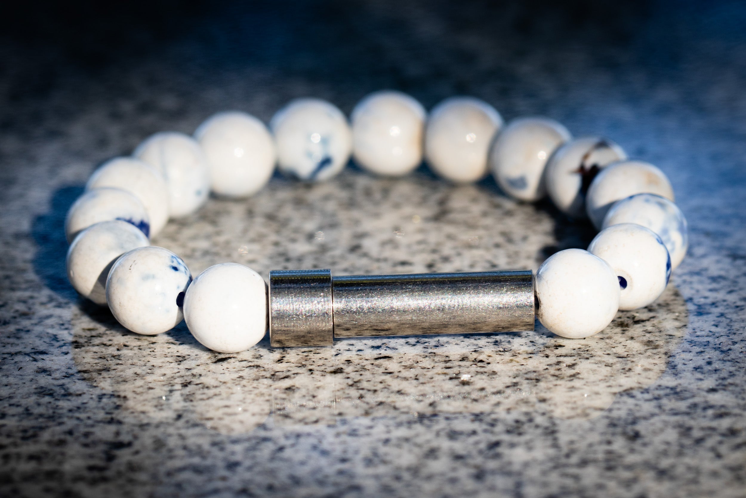 Blue Spotted Agate Cremation Bracelet for Hair Fur or Ash