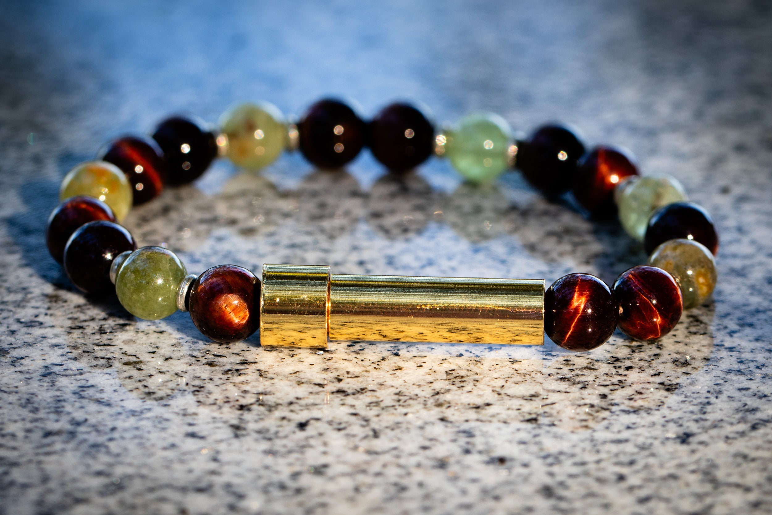 Tiger Eye and Garnet Cremation Bracelet for Hair Fur or Ash
