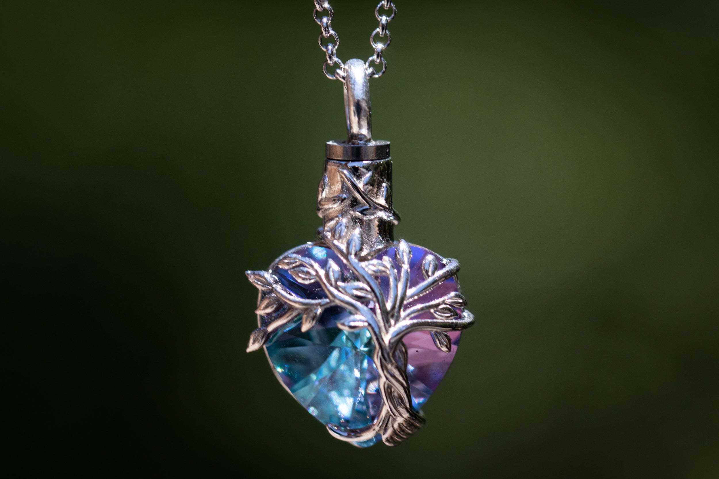 Crystal Cremation Necklace - Tree of Life Keepsake Urn
